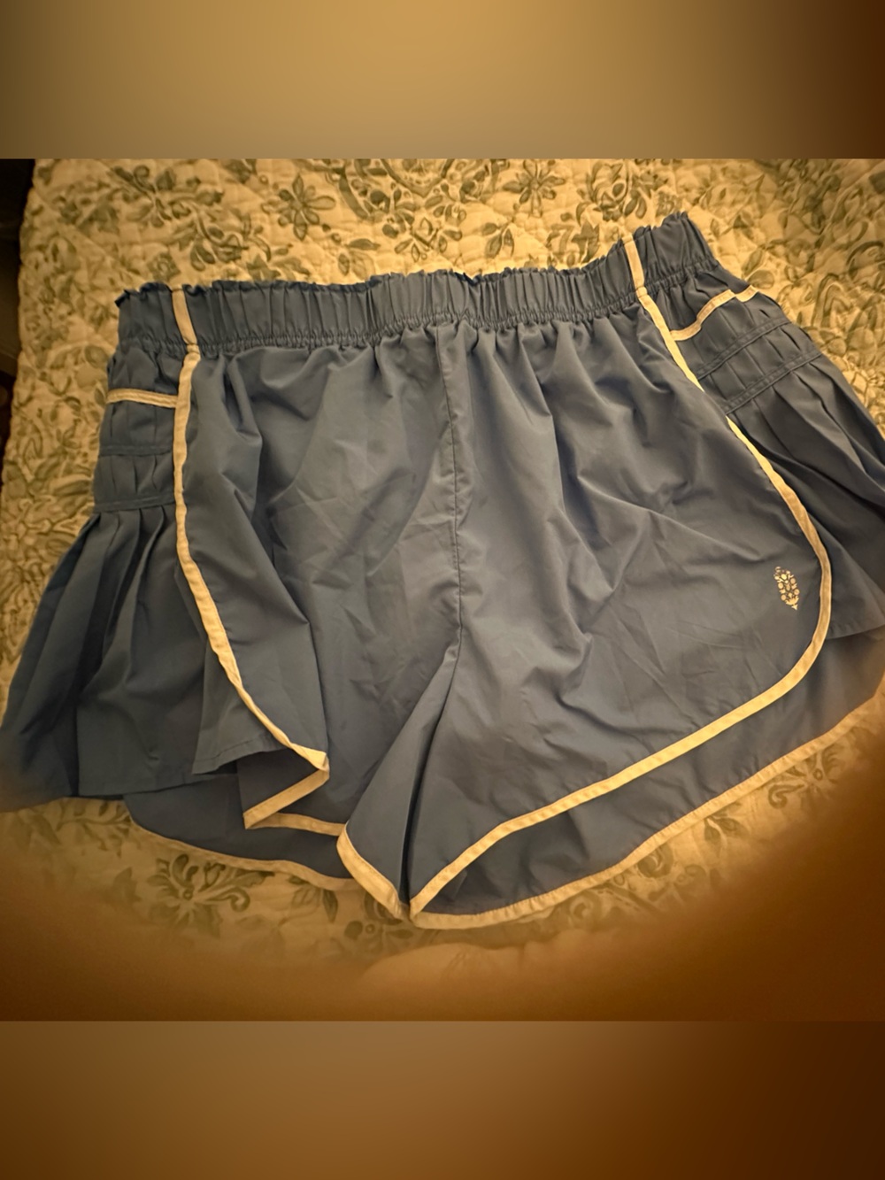 Free People Blue Athletic Shorts with Cream Trim